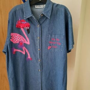 HALK'S #295 Women's Embroidered Blouse Sz L